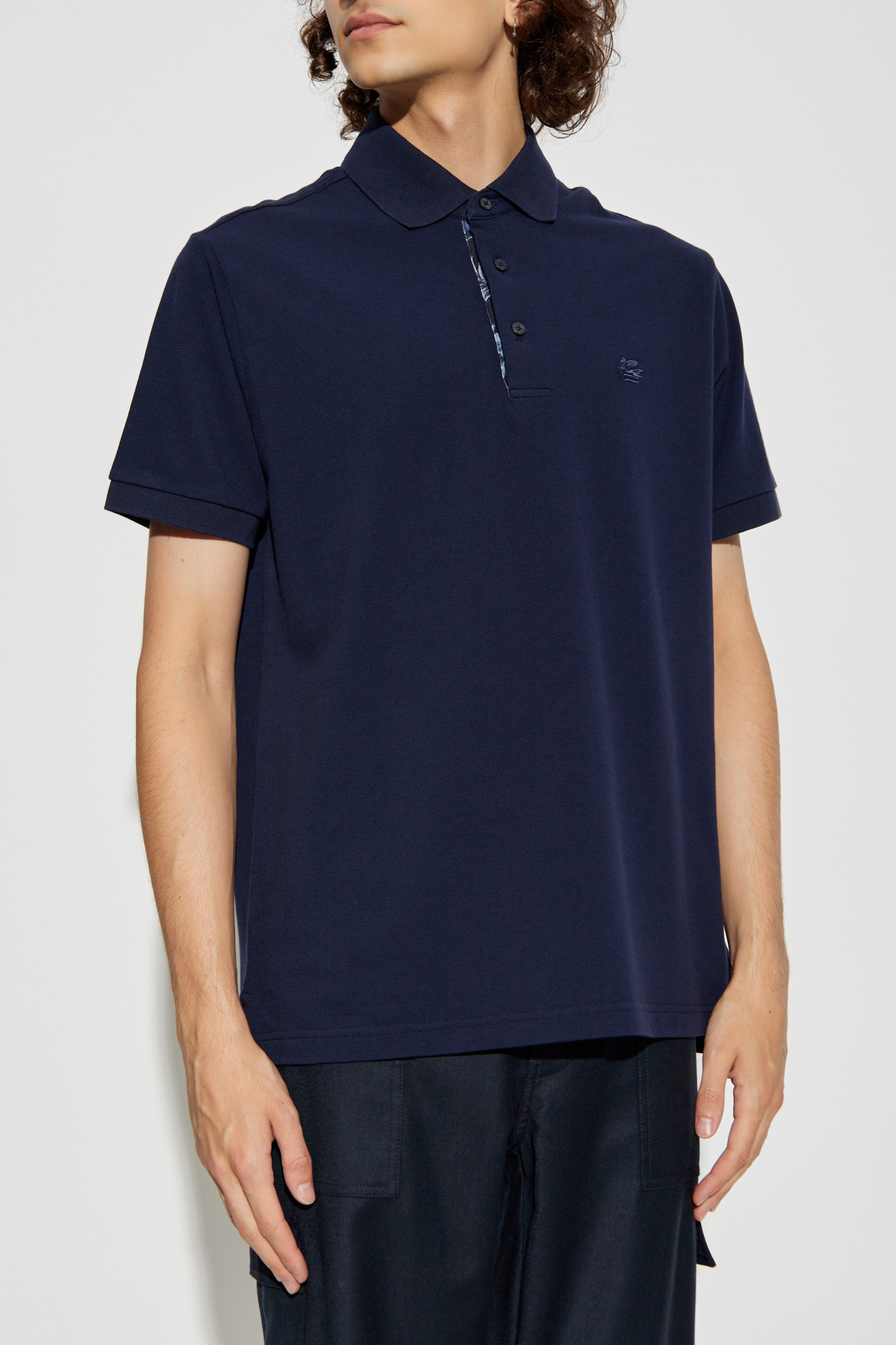 Tシャツ・カットソー ETRO Air Force Blu Viscose Blend Polo Shirt Navy blue Cotton polo Etro - Vitkac GB
